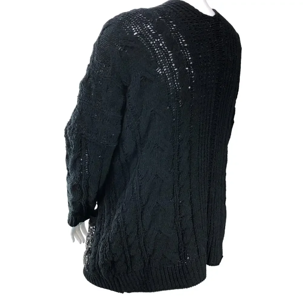Loyd/Ford Womens Size M Sweater Chunky Knit Black Pure Rayon Sequins Pockets